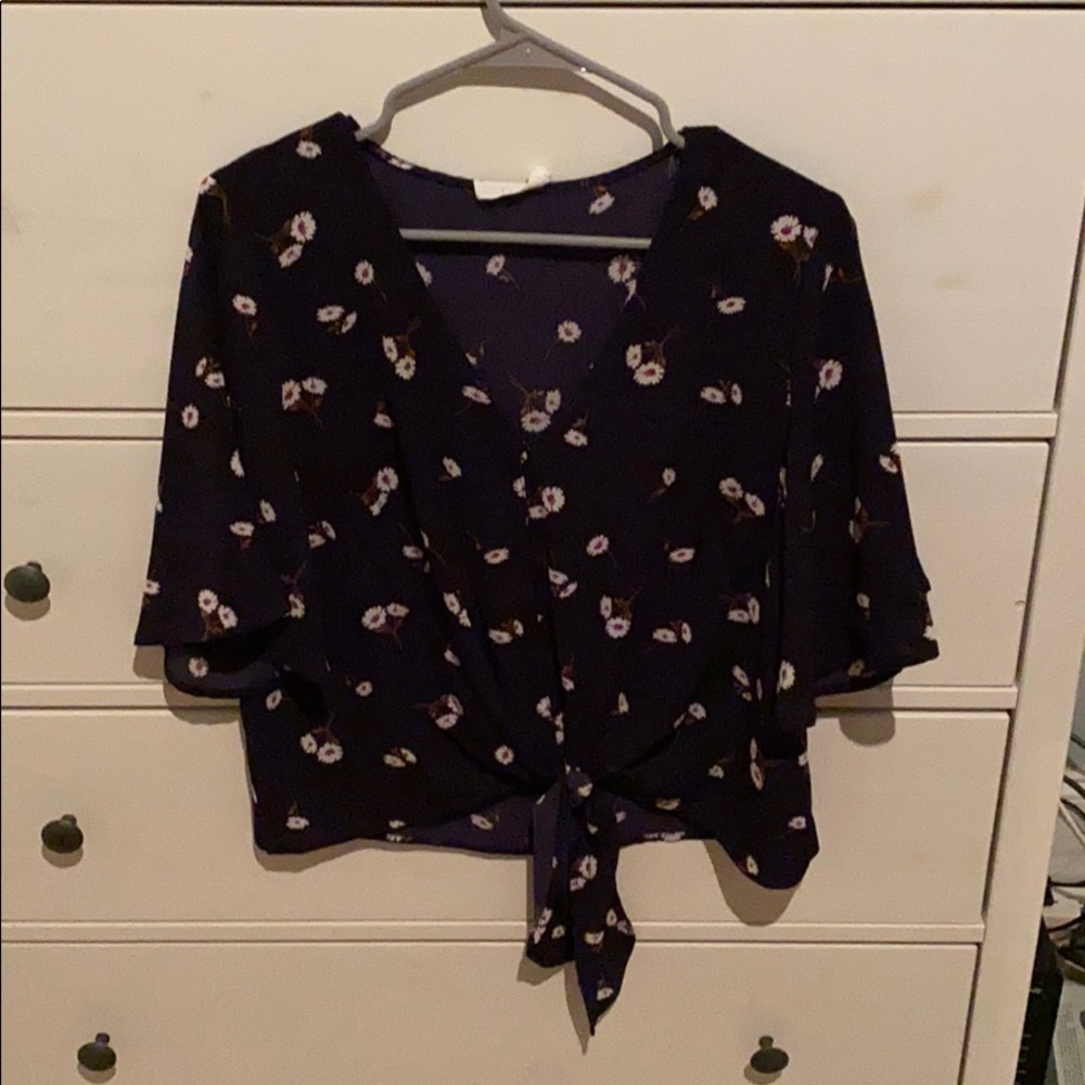 Blue floral blouse